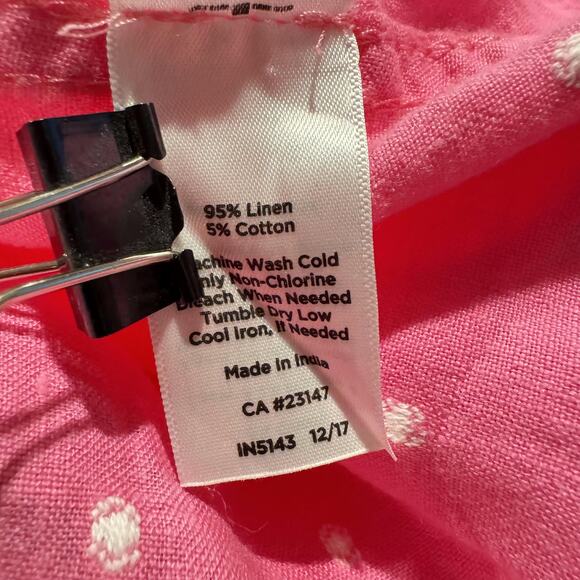 Talbots Top Linen Y2K Preppy Valentines Feminine Cottage Girly Swiss Dot Pink XS - Picture 5 of 6